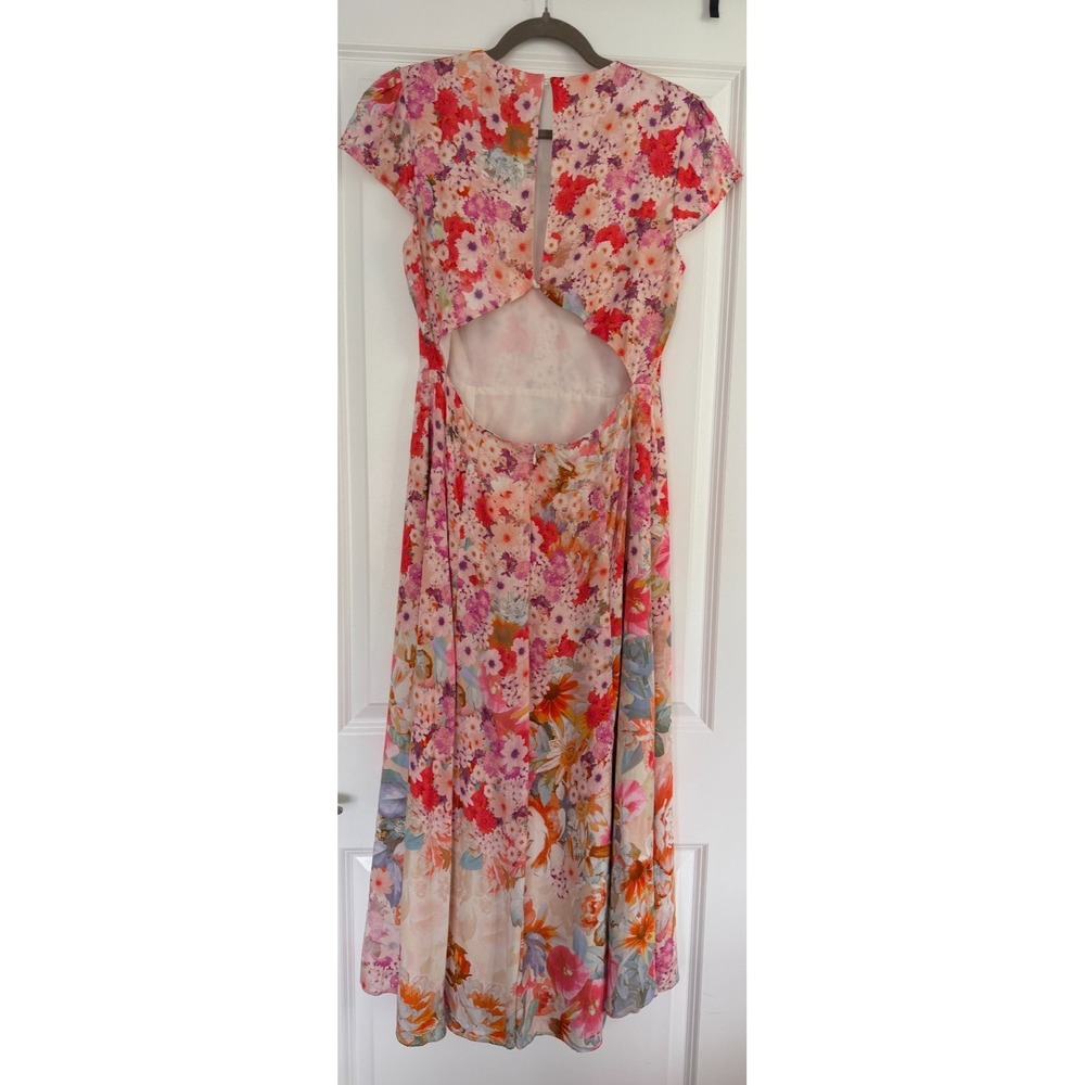 Reiss NWT Floral Ombre Midi Dress US 8 Pink Multicolor Slit Wedding Guest $290 - Picture 8 of 14